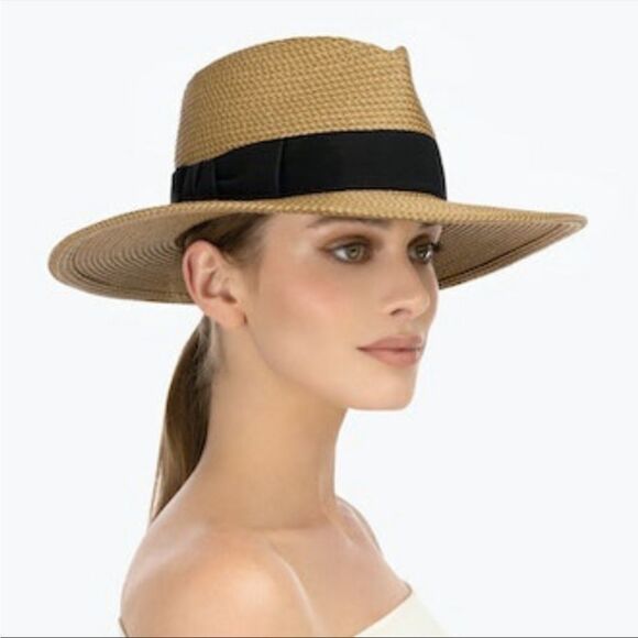 Eric Javits Daphne Fedora Hat Natural Black - Picture 2 of 11